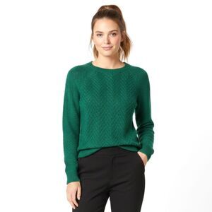 NWT Sonoma Cozy Green Chevron Knit Pullover Sweater - Size M